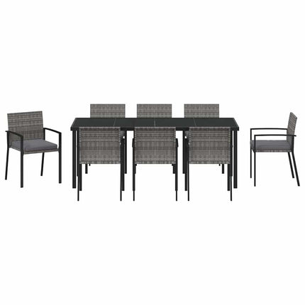 Garden Dining Set 9 pcs Grey Powder-Coated Steel