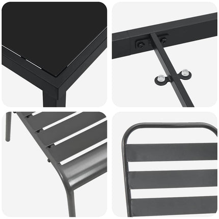 Garden Dining Set 5 pcs Anthracite Powder-Coated Steel