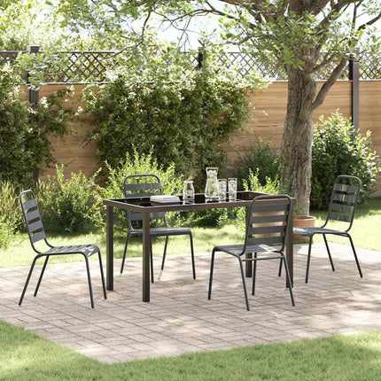 Garden Dining Set 5 pcs Anthracite Powder-Coated Steel