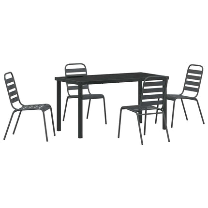 Garden Dining Set 5 pcs Anthracite Powder-Coated Steel