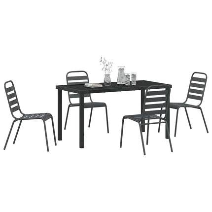 Garden Dining Set 5 pcs Anthracite Powder-Coated Steel
