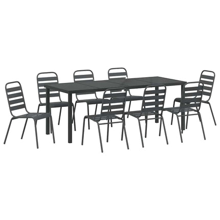 Garden Dining Set 9 pcs Anthracite Powder-Coated Steel