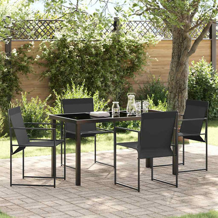Garden Dining Set 5 pcs Black Textilene and Steel