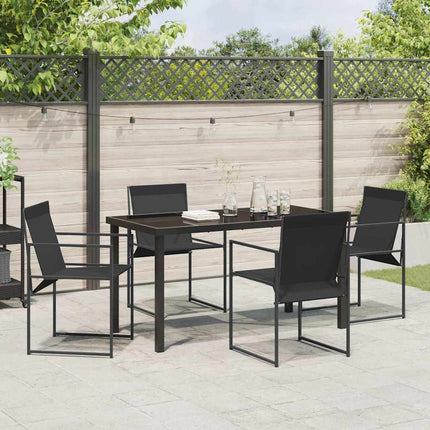 Garden Dining Set 5 pcs Black Textilene and Steel