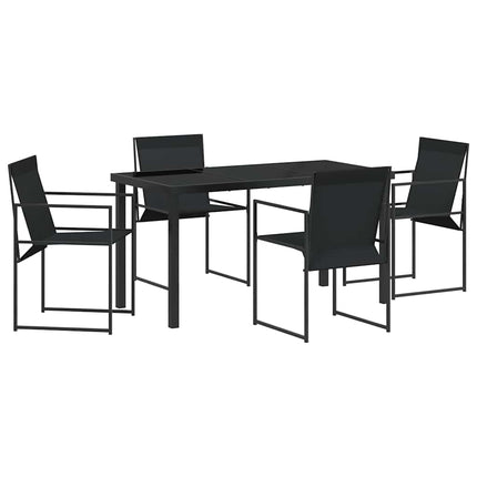 Garden Dining Set 5 pcs Black Textilene and Steel