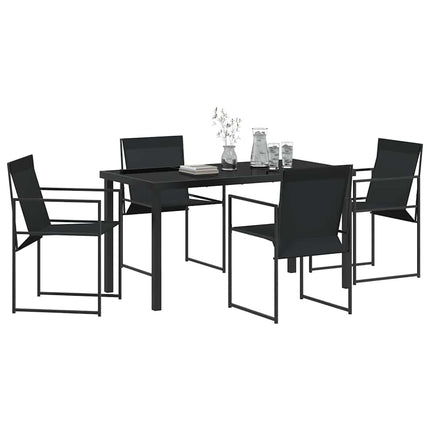 Garden Dining Set 5 pcs Black Textilene and Steel
