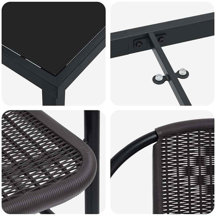Garden Dining Set 5 pcs Black Powder-Coated Steel
