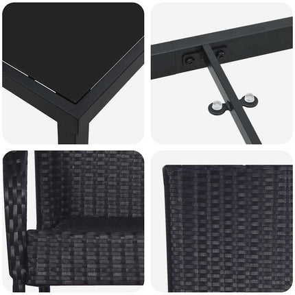 Garden Dining Set 5 pcs Black Powder-Coated Steel