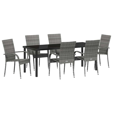 Garden Dining Set 7 pcs Grey Powder-Coated Steel