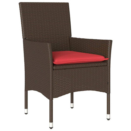 Table and Chair Set with Cushion 9 pcs Brown PE Rattan