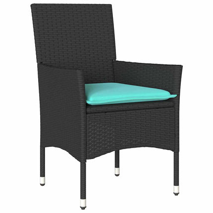Table and Chair Set with Cushion 5 pcs Black PE Rattan