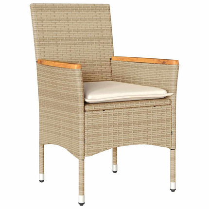 Garden Dining Set with Cushion 7 pcs Beige Poly Rattan