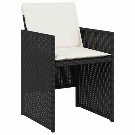 Garden Dining Set with Cushion 9 pcs Black Poly Rattan