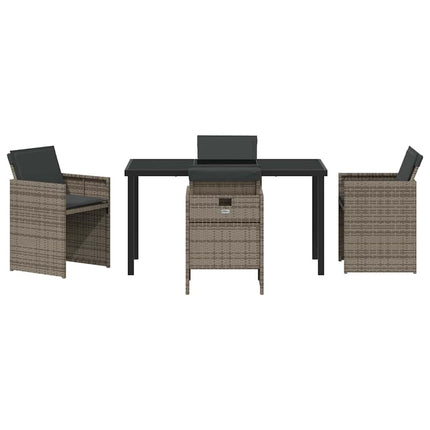 Garden Dining Set with Cushion 5 pcs Grey Poly Rattan
