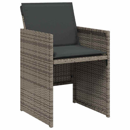 Garden Dining Set with Cushion 9 pcs Grey Poly Rattan