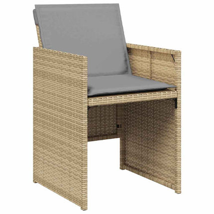 Garden Dining Set with Cushion 5 pcs Beige Poly Rattan