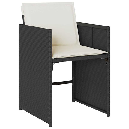 Garden Dining Set with Cushion 5 pcs Black Poly Rattan