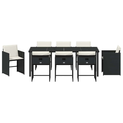 Garden Dining Set with Cushion 9 pcs Black Poly Rattan