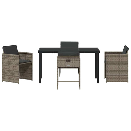 Garden Dining Set with Cushion 5 pcs Grey Poly Rattan