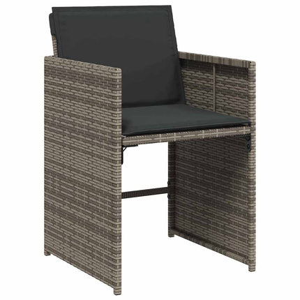 Garden Dining Set with Cushion 9 pcs Grey Poly Rattan