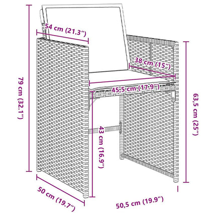 Garden Dining Set with Cushion 9 pcs Grey Poly Rattan