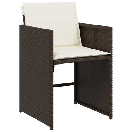 Garden Dining Set with Cushion 9 pcs Brown Poly Rattan