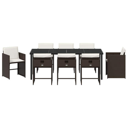 Garden Dining Set with Cushion 9 pcs Brown Poly Rattan