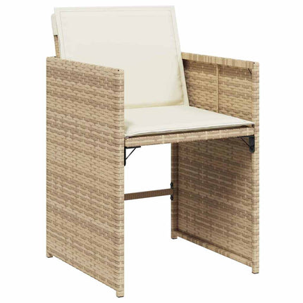 Garden Dining Set with Cushion 5 pcs Beige Poly Rattan