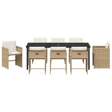 Garden Dining Set with Cushion 9 pcs Beige Poly Rattan