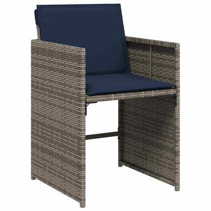 Garden Dining Set with Cushion 5 pcs Grey Poly Rattan