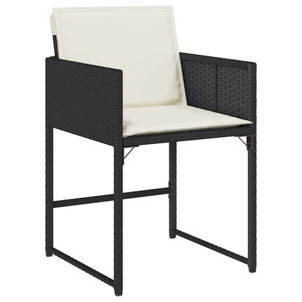 Garden Dining Set with Cushion 5 pcs Black Poly Rattan
