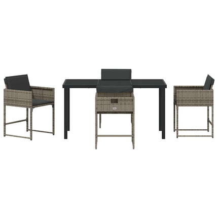 Garden Dining Set with Cushion 5 pcs Grey Poly Rattan