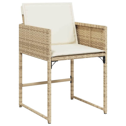 Garden Dining Set with Cushion 5 pcs Beige Poly Rattan