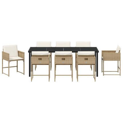 Garden Dining Set with Cushion 9 pcs Beige Poly Rattan