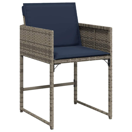 Garden Dining Set with Cushion 5 pcs Grey Poly Rattan
