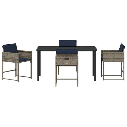 Garden Dining Set with Cushion 5 pcs Grey Poly Rattan
