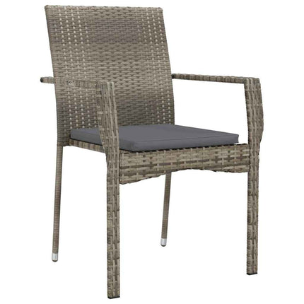 Garden Dining Set with Cushion 5 pcs Grey Poly Rattan