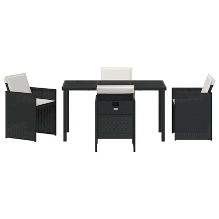 Garden Dining Set 5 pcs Black Poly Rattan