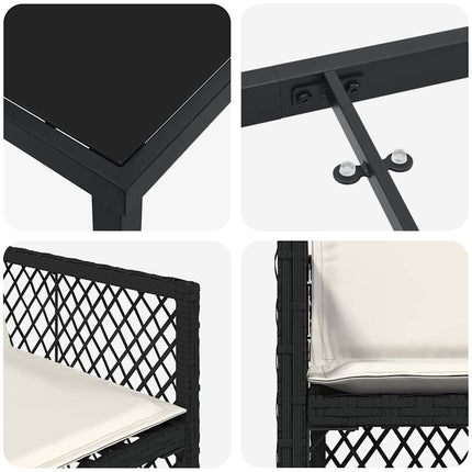 Garden Dining Set 5 pcs Black Poly Rattan