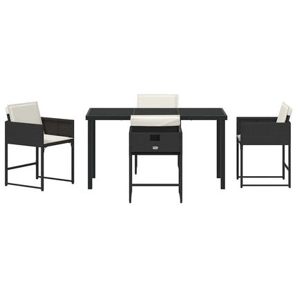 Garden Dining Set 5 pcs Black Poly Rattan