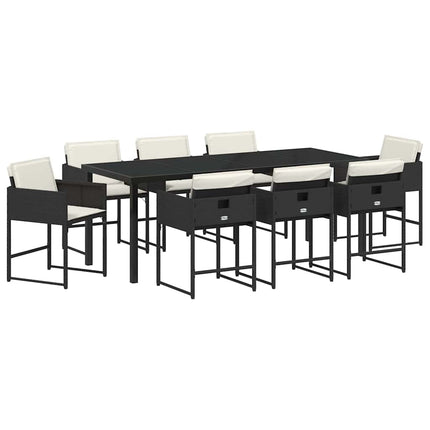 Garden Dining Set 9 pcs Black Poly Rattan