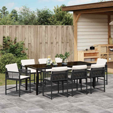 Garden Dining Set 9 pcs Black Poly Rattan