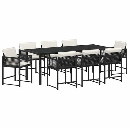 Garden Dining Set 9 pcs Black Poly Rattan