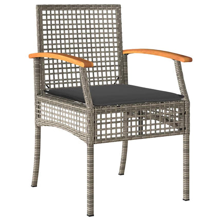 Garden Dining Set with Cushion 5 pcs Grey and Black Rattan