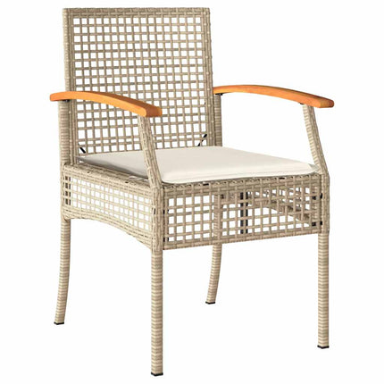Garden Dining Set with Cushion 9 pcs Beige and Black Rattan