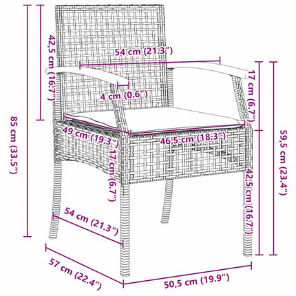 Garden Dining Set with Cushion 9 pcs Grey and Black Rattan