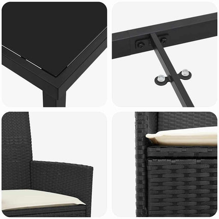 Garden Dining Set 5 pcs Black Poly Rattan