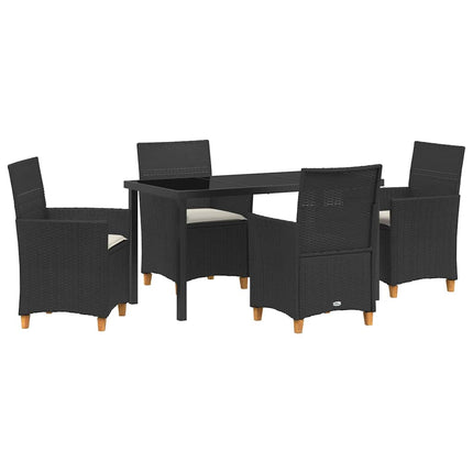 Garden Dining Set 5 pcs Black Poly Rattan
