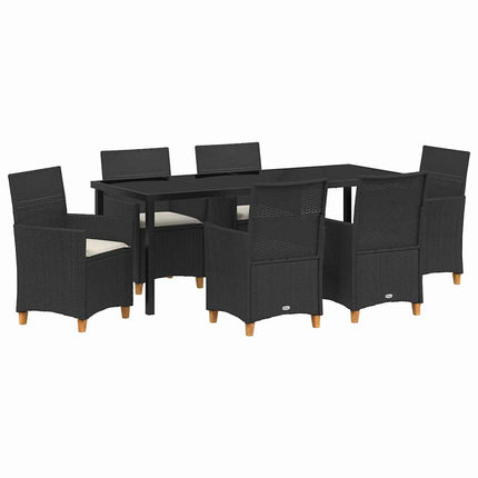 Garden Dining Set 7 pcs Black Poly Rattan