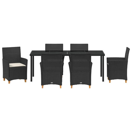 Garden Dining Set 7 pcs Black Poly Rattan